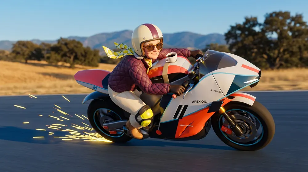 Linda knee-down on the KD-1000 RR superbike