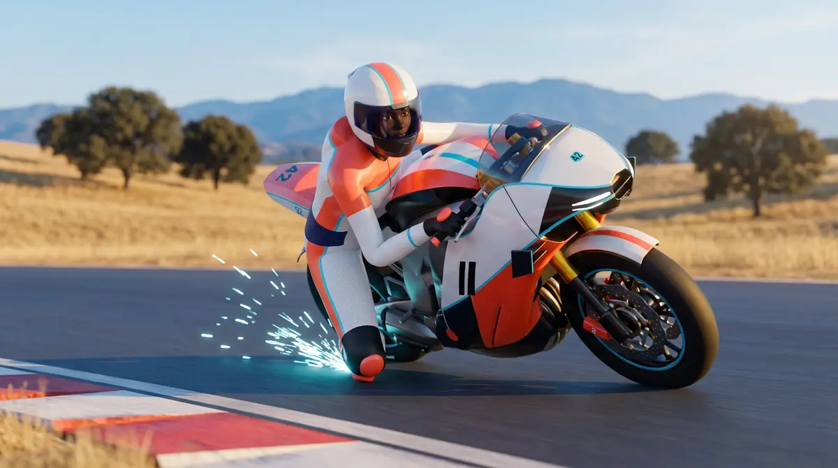 Concept art of Alex “Ace” #42 riding the KD-1000 RR