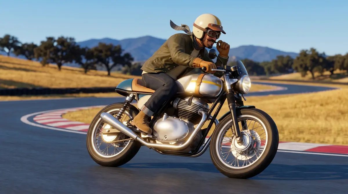 Concept art of Josh riding the Classic 900