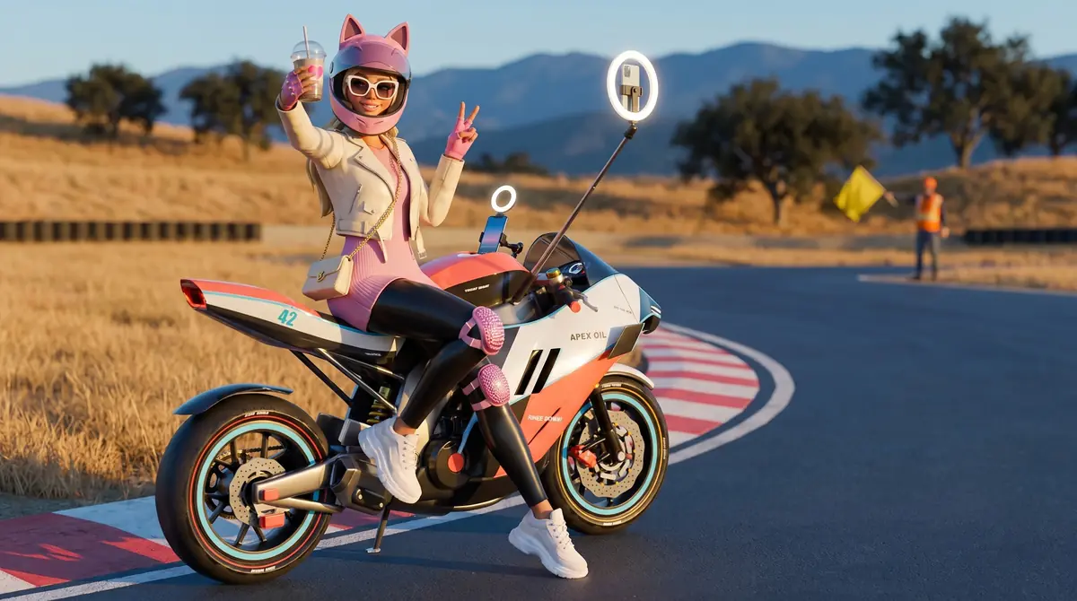 Concept art of Kiki riding the KD-1000 RR