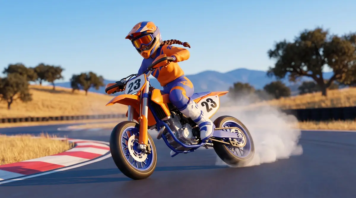 Concept art of Sam riding the Slider 690 SM
