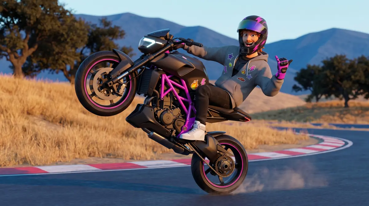Concept art of Tyler riding the Brawler 890